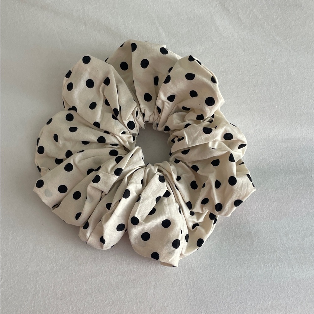 NEW Polka Dot Scrunchie - Black and White Large Polka Dot Hair  Accessory